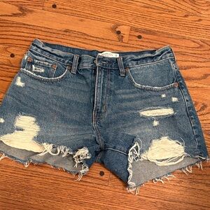 Abercrombie & Fitch Blue Distressed Jean Shorts